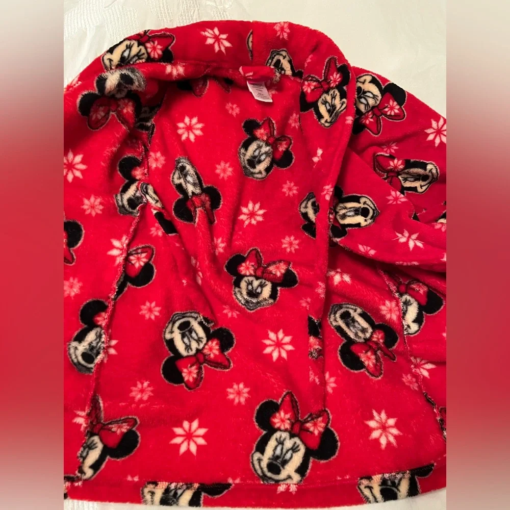 Disney brand Minnie Mouse warm red fuzzy soft pj bath robe - Picture 4 of 5